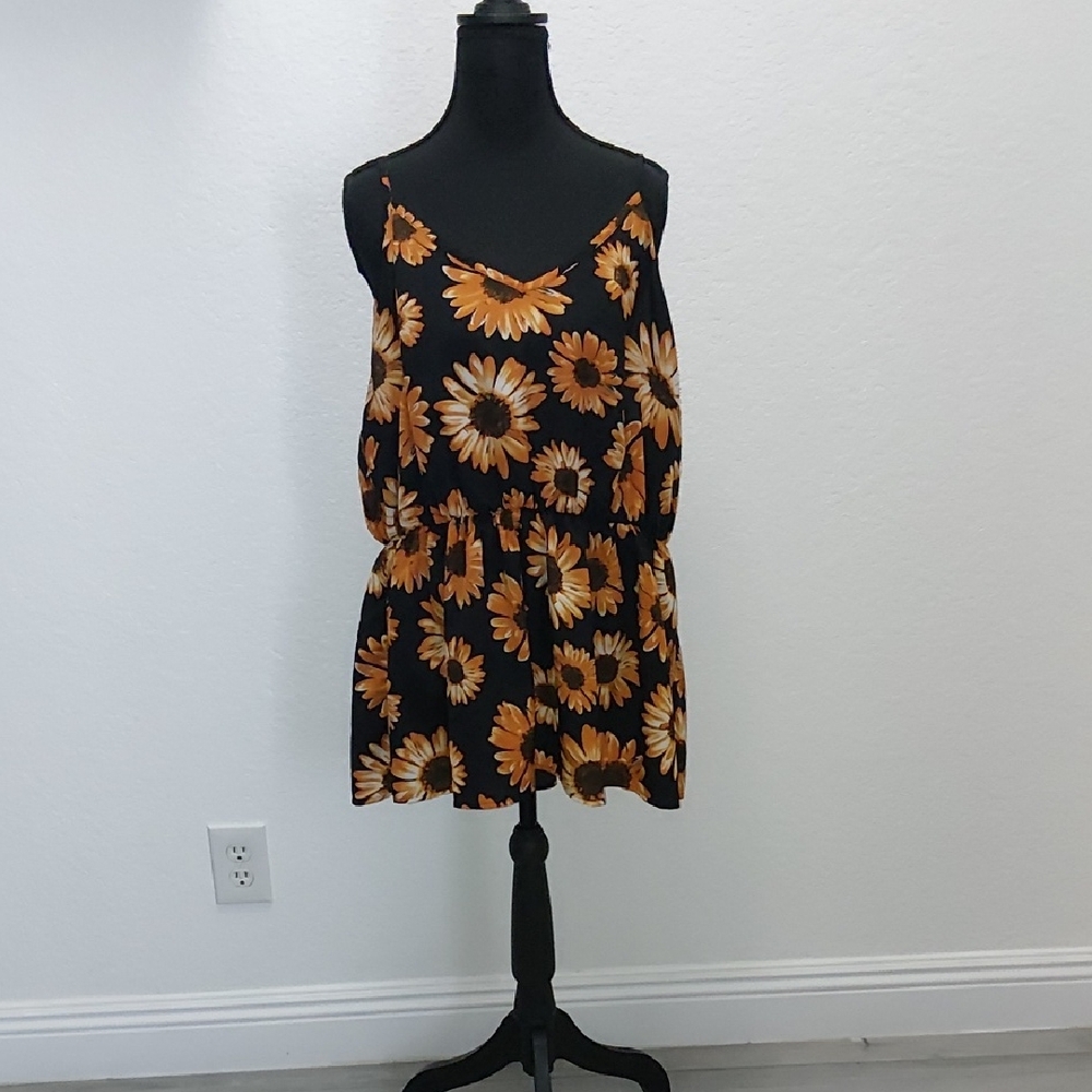 SHEIN Curve Navy and Yellow Floral Dress